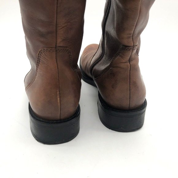 Ecco Womens Boots Knee High Leather Block Heel Zipper Buckles Brown Size 39 US 8 - Picture 6 of 8